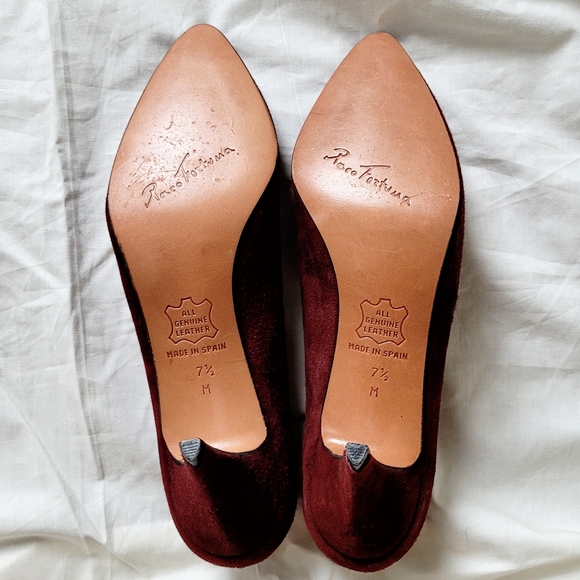 Arnold Churgin Burgundy Suede Heels, All Genuine Leather, Made in Spain - Picture 10 of 12